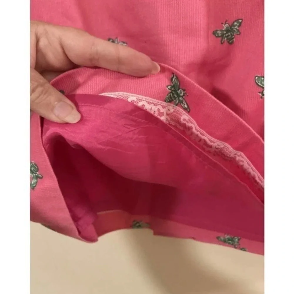 VTG Lilly Pulitzer Skirt Womens‎ Pink Bees Lined Short Size 4 White Label Barbie